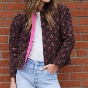 Something Navy Quilted Jacket Reversible Floral Sz XXL NWT Cottagecore Boho